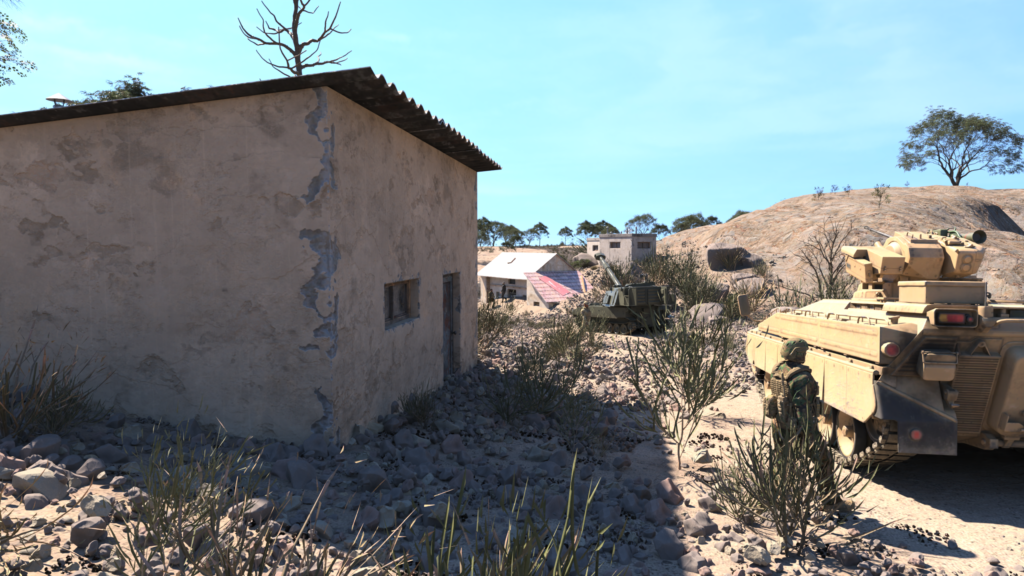 synthetic images of military vehicles in the semi-dessertic enviornment good for training ai model