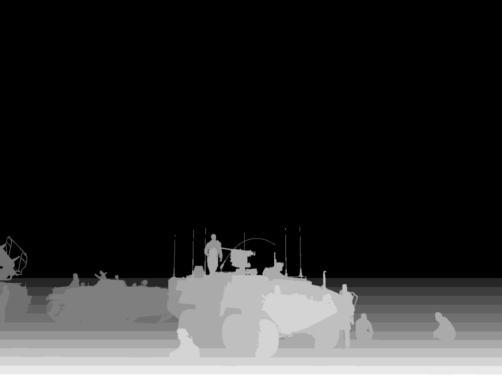 Synthetic image label: depth of tanks in the field