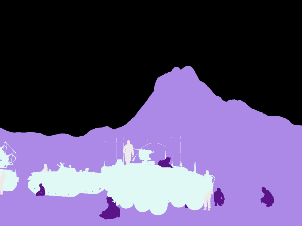 Synthetic image label: classes of tanks in the field