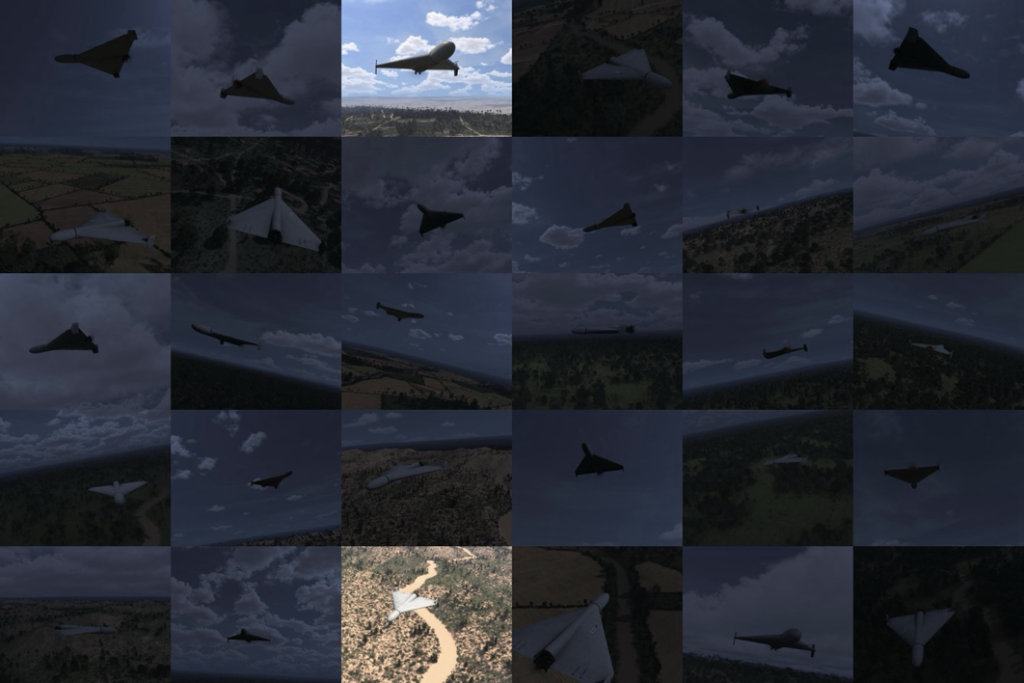 drones generated by AI Verse in various angles, lighting and weather conditions perfect for computer vision AI training